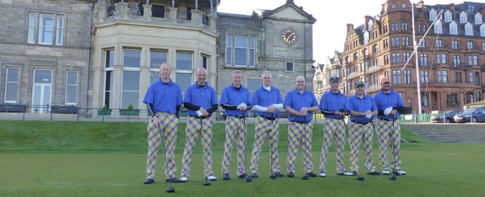 Group in Bright Tartan Golf Trousers at St Andrews