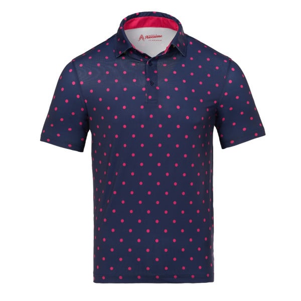 Navy and Pink Dots Polo